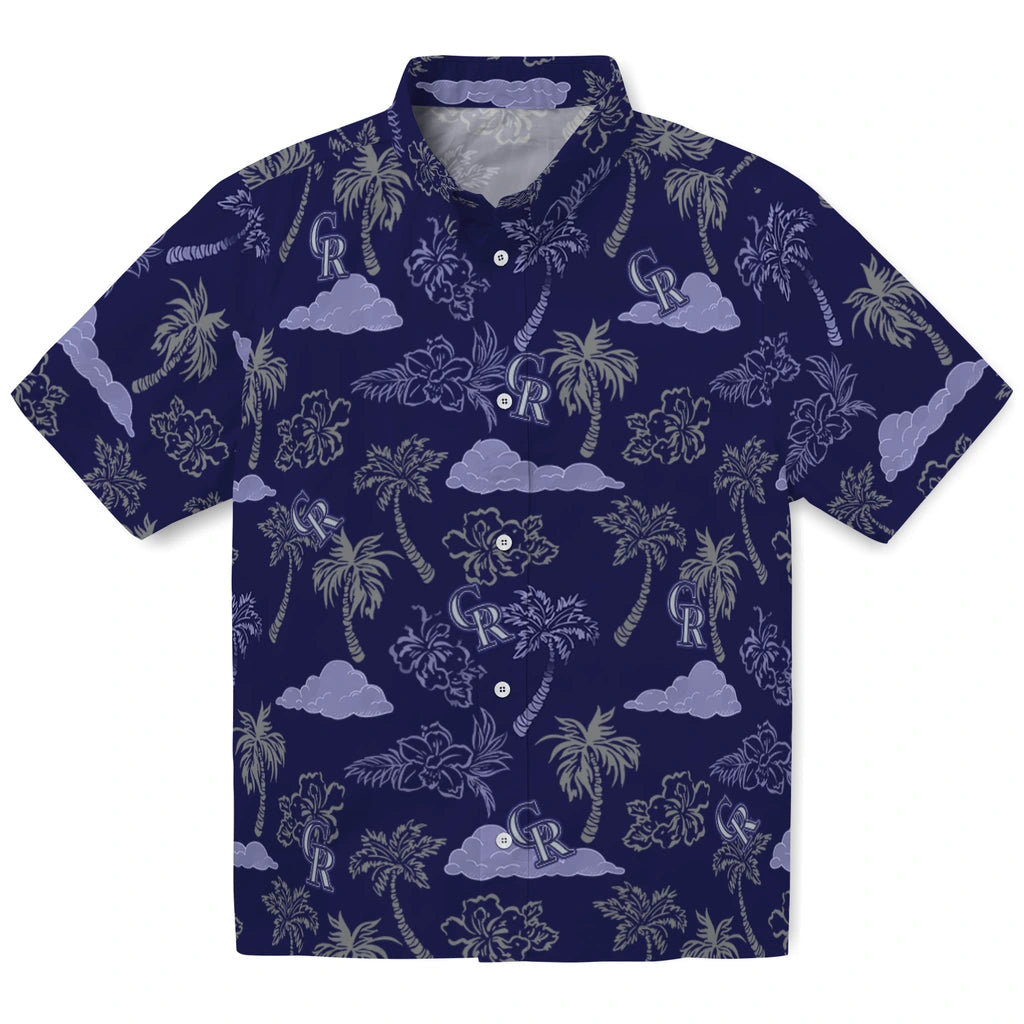 Colorado Rockies Hawaiian Shirt - Palm And Clouds | Moonbestprint
