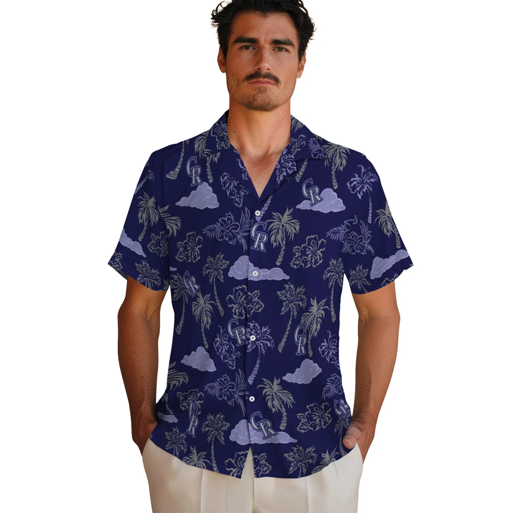Colorado Rockies Hawaiian Shirt - Palm And Clouds | Moonbestprint