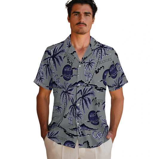 Colorado Rockies Hawaiian Shirt - Palm Sunset | Moonbestprint
