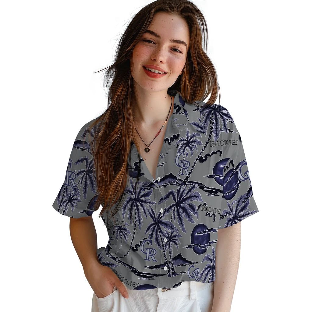 Colorado Rockies Hawaiian Shirt - Palm Sunset | Moonbestprint