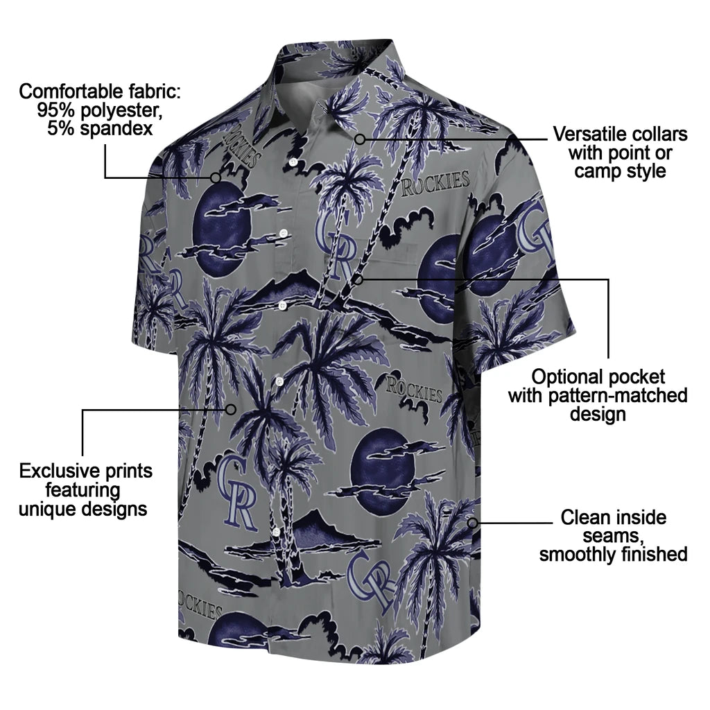 Colorado Rockies Hawaiian Shirt - Palm Sunset | Moonbestprint
