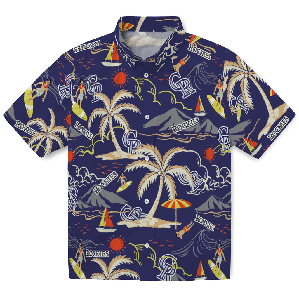 Colorado Rockies Hawaiian Shirt - Palm Tree Island | Moonbestprint