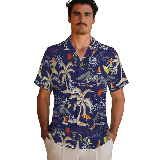 Colorado Rockies Hawaiian Shirt - Palm Tree Island | Moonbestprint