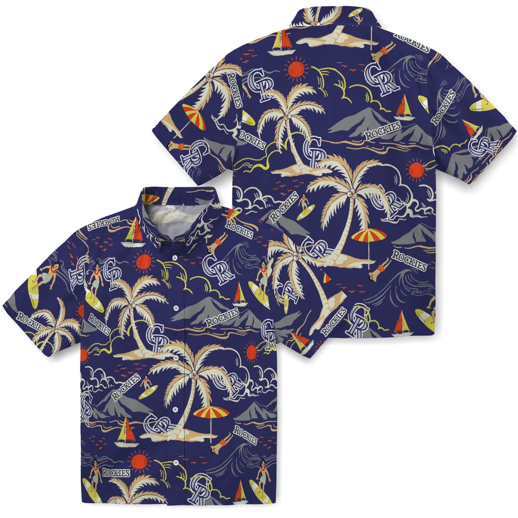 Colorado Rockies Hawaiian Shirt - Palm Tree Island | Moonbestprint