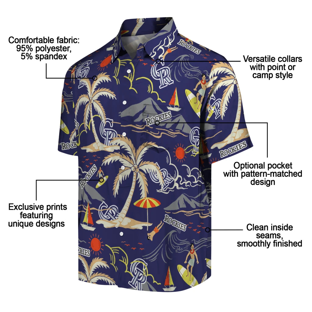 Colorado Rockies Hawaiian Shirt - Palm Tree Island | Moonbestprint