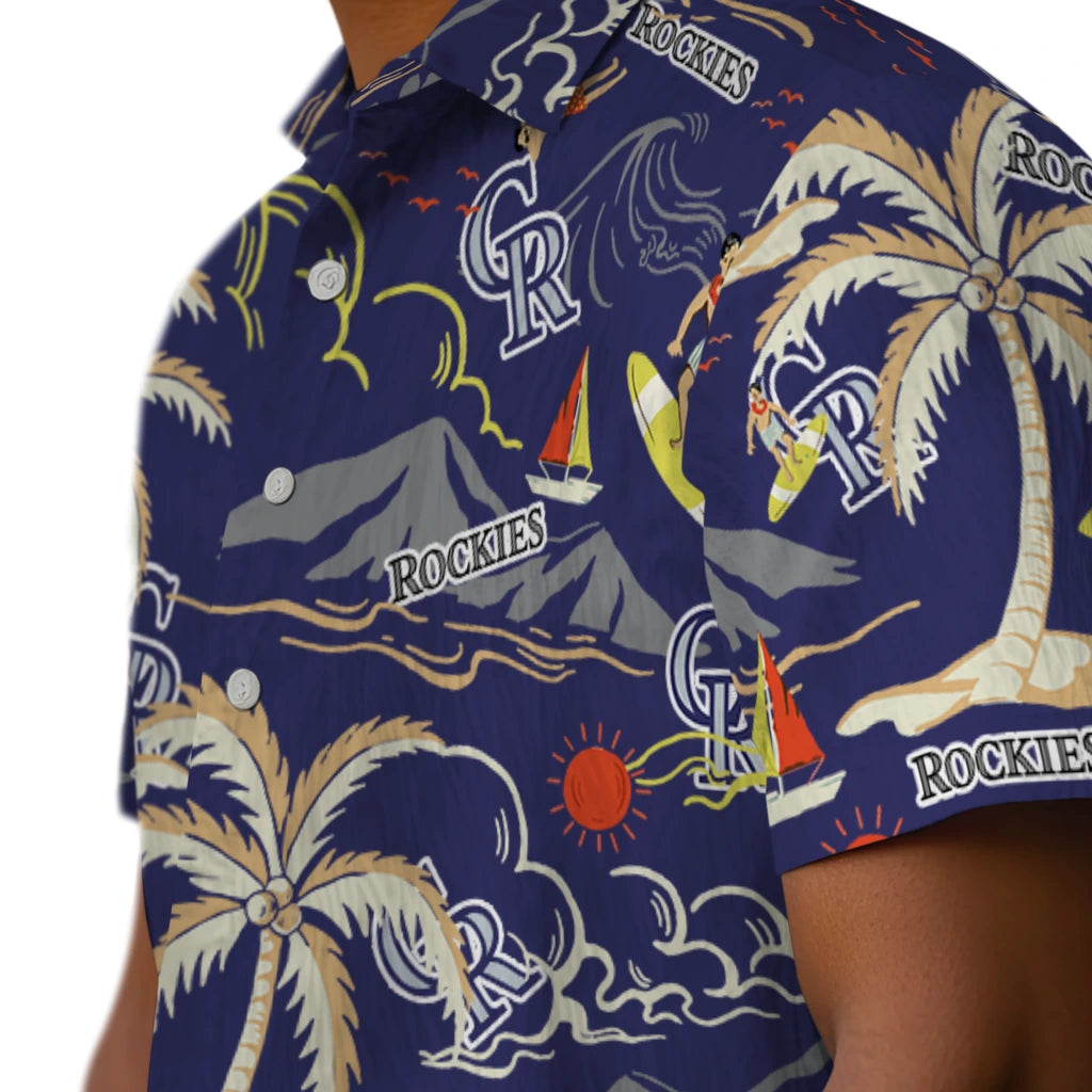 Colorado Rockies Hawaiian Shirt - Palm Tree Island | Moonbestprint