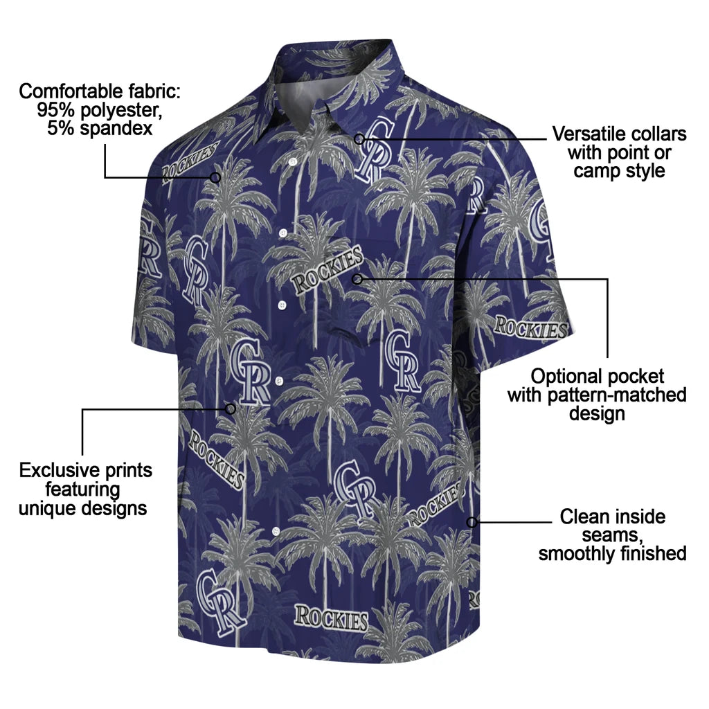 Colorado Rockies Hawaiian Shirt - Palm Tree Motif | Moonbestprint
