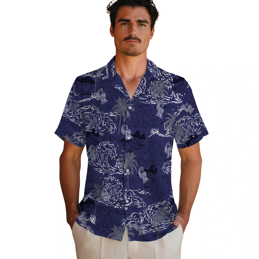 Colorado Rockies Hawaiian Shirt - Wave Palm | Moonbestprint