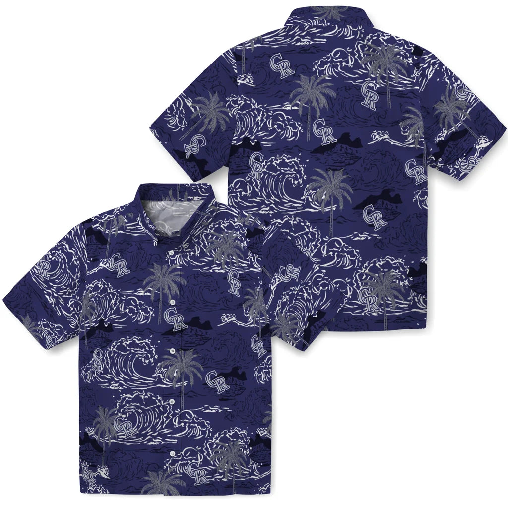 Colorado Rockies Hawaiian Shirt - Wave Palm | Moonbestprint