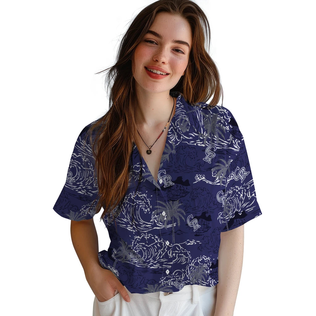 Colorado Rockies Hawaiian Shirt - Wave Palm | Moonbestprint