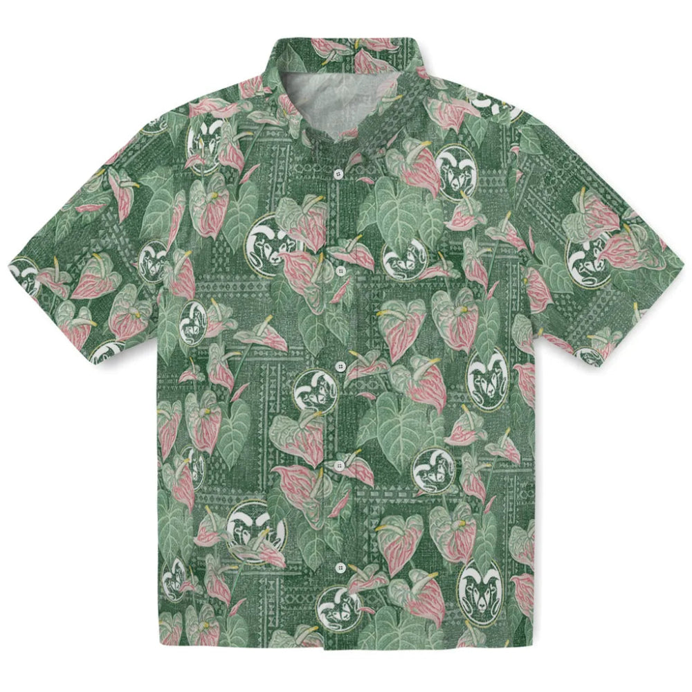 Colorado State Rams Hawaiian Shirt - Anthurium Overlay | Moonbestprint
