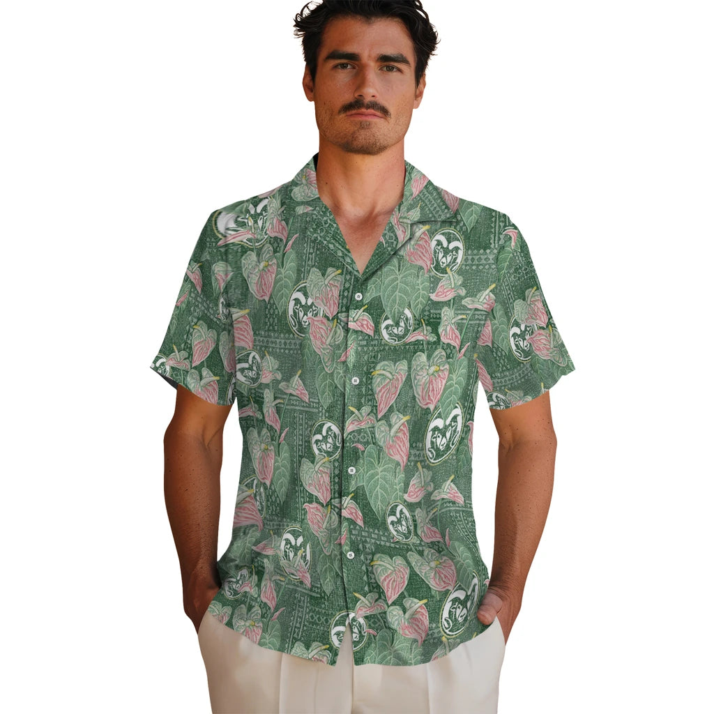 Colorado State Rams Hawaiian Shirt - Anthurium Overlay | Moonbestprint