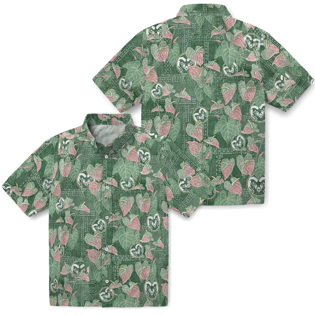 Colorado State Rams Hawaiian Shirt - Anthurium Overlay | Moonbestprint