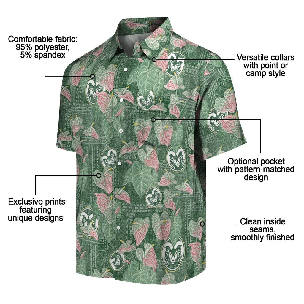 Colorado State Rams Hawaiian Shirt - Anthurium Overlay | Moonbestprint