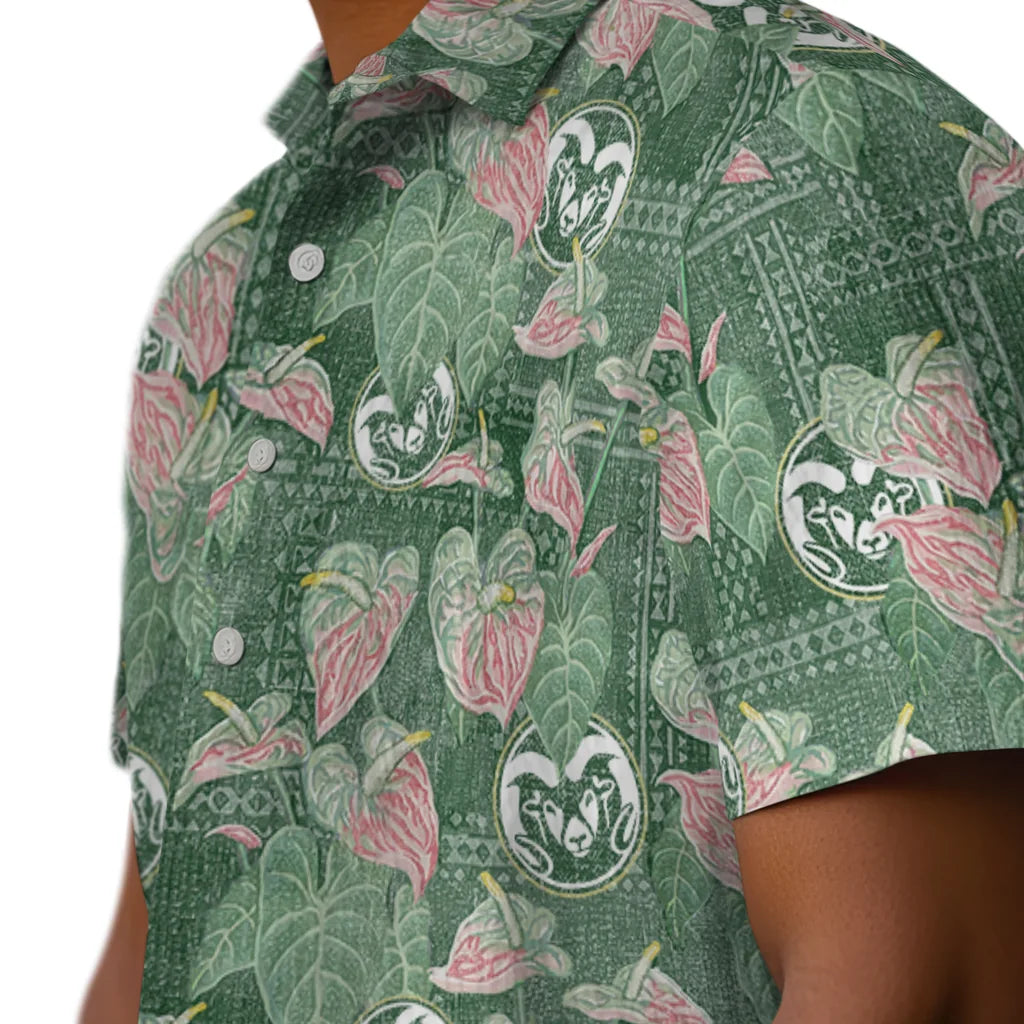 Colorado State Rams Hawaiian Shirt - Anthurium Overlay | Moonbestprint