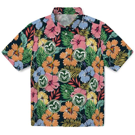 Colorado State Rams Hawaiian Shirt - Brilliant Hibiscus Garden | Moonbestprint