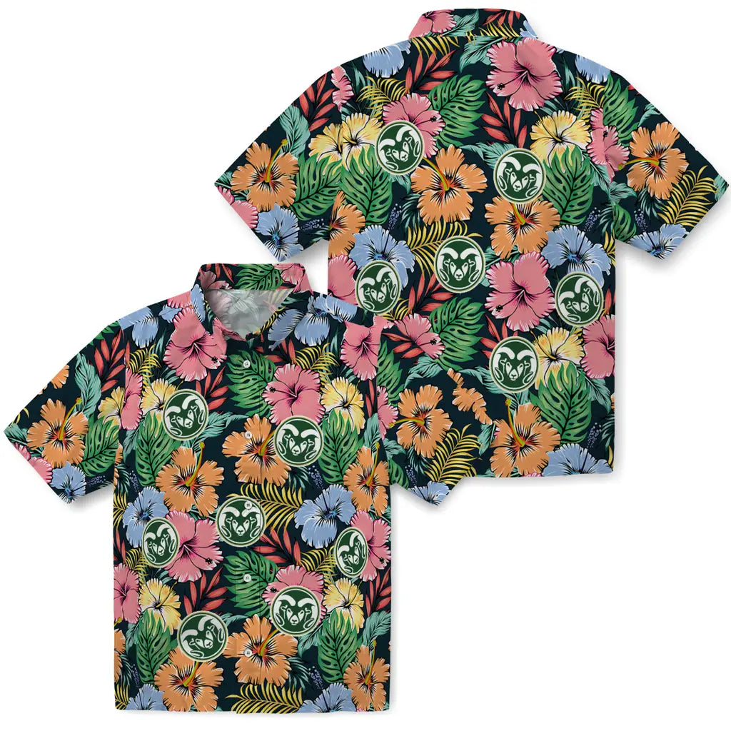 Colorado State Rams Hawaiian Shirt - Brilliant Hibiscus Garden | Moonbestprint