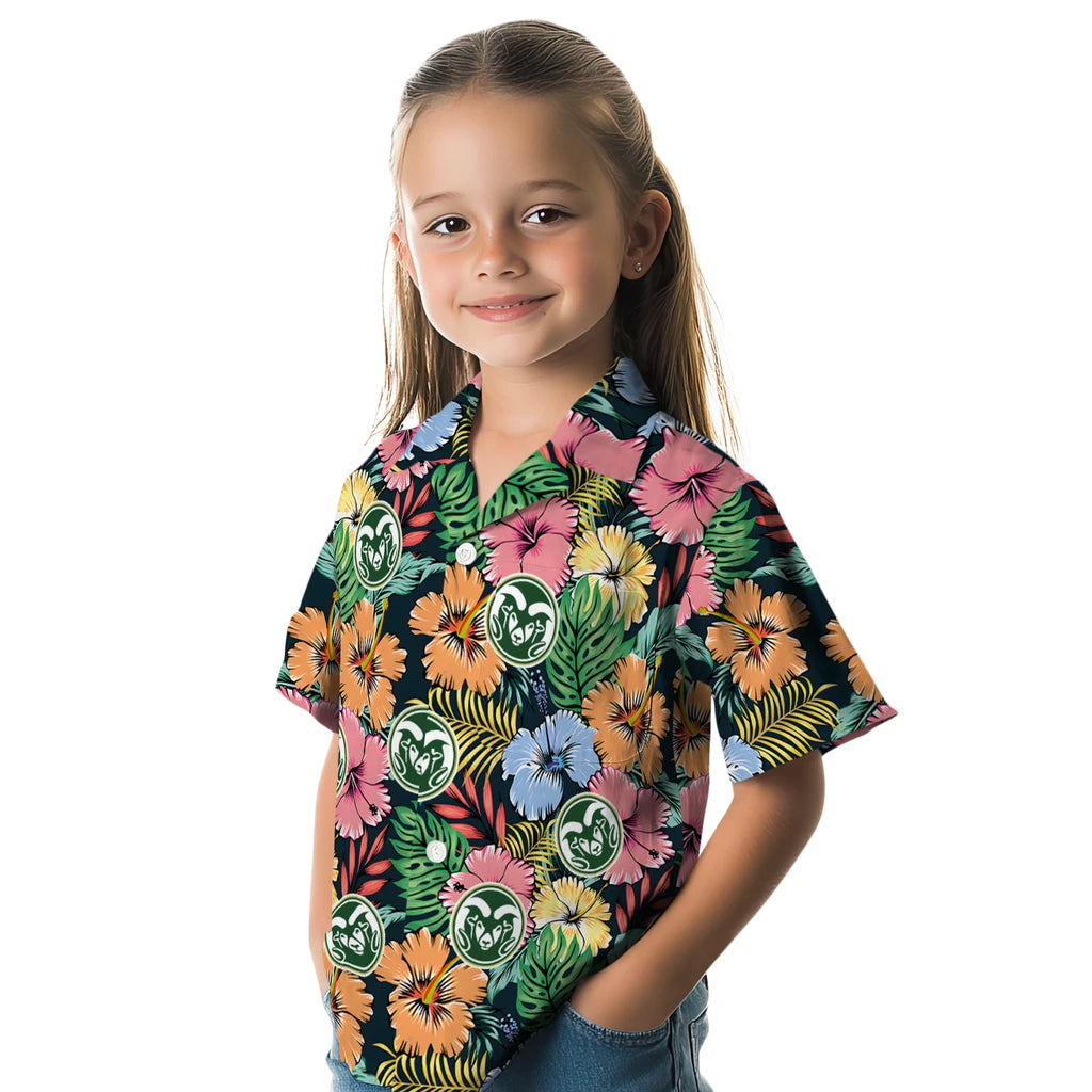 Colorado State Rams Hawaiian Shirt - Brilliant Hibiscus Garden | Moonbestprint