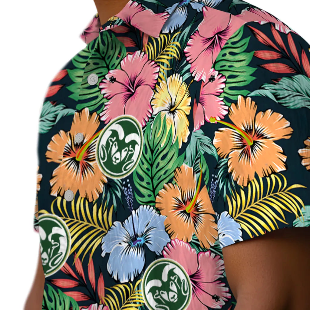 Colorado State Rams Hawaiian Shirt - Brilliant Hibiscus Garden | Moonbestprint
