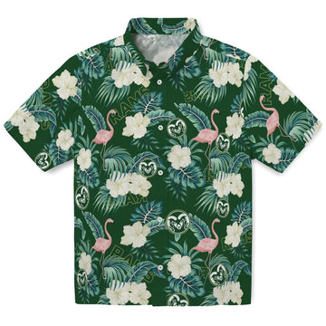 Colorado State Rams Hawaiian Shirt - Flamingo and Hibiscus | Moonbestprint
