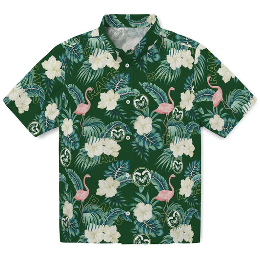 Colorado State Rams Hawaiian Shirt - Flamingo and Hibiscus | Moonbestprint