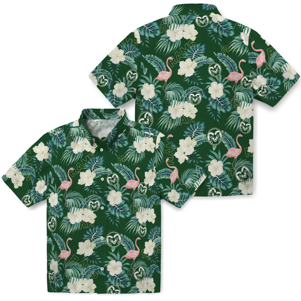 Colorado State Rams Hawaiian Shirt - Flamingo and Hibiscus | Moonbestprint