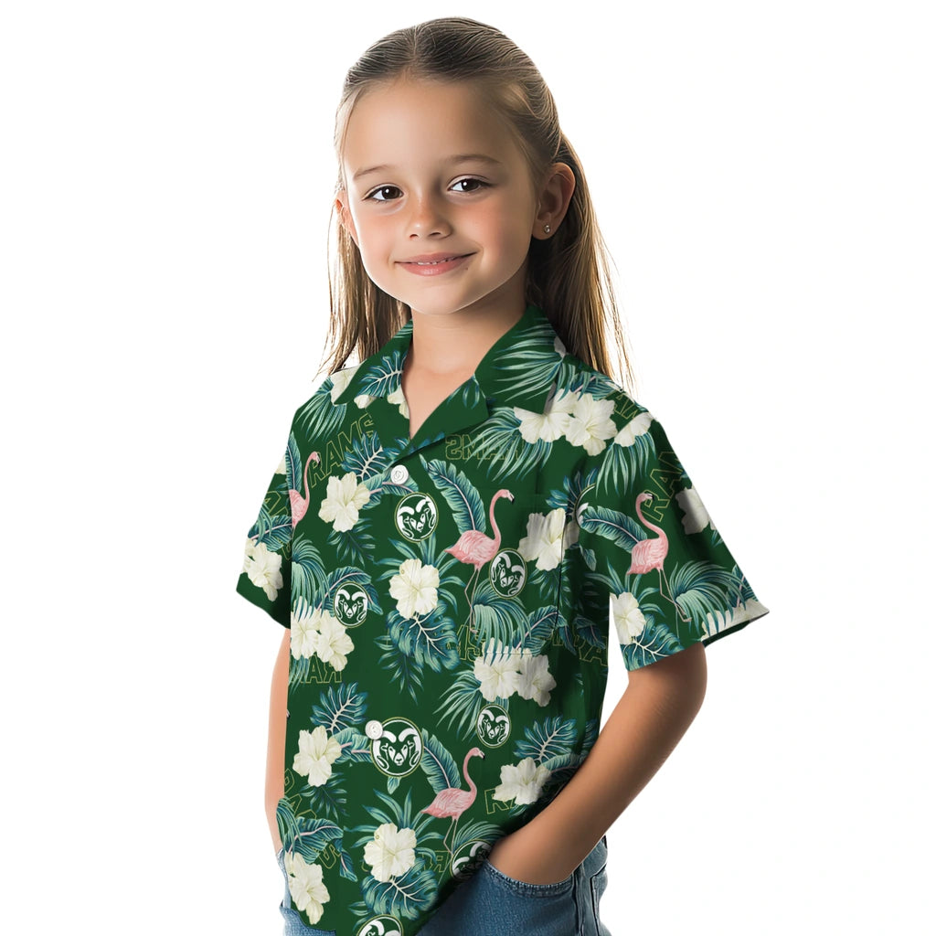 Colorado State Rams Hawaiian Shirt - Flamingo and Hibiscus | Moonbestprint
