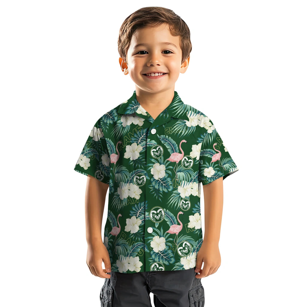 Colorado State Rams Hawaiian Shirt - Flamingo and Hibiscus | Moonbestprint