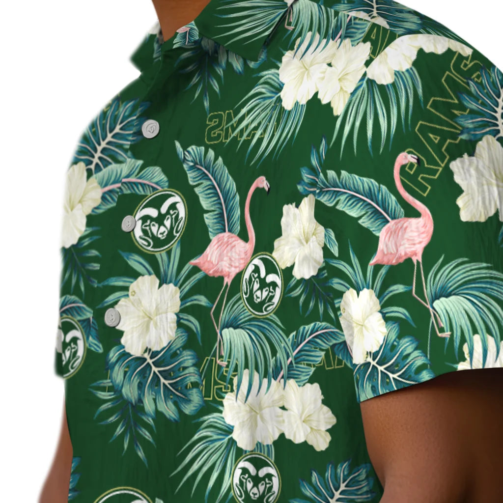 Colorado State Rams Hawaiian Shirt - Flamingo and Hibiscus | Moonbestprint