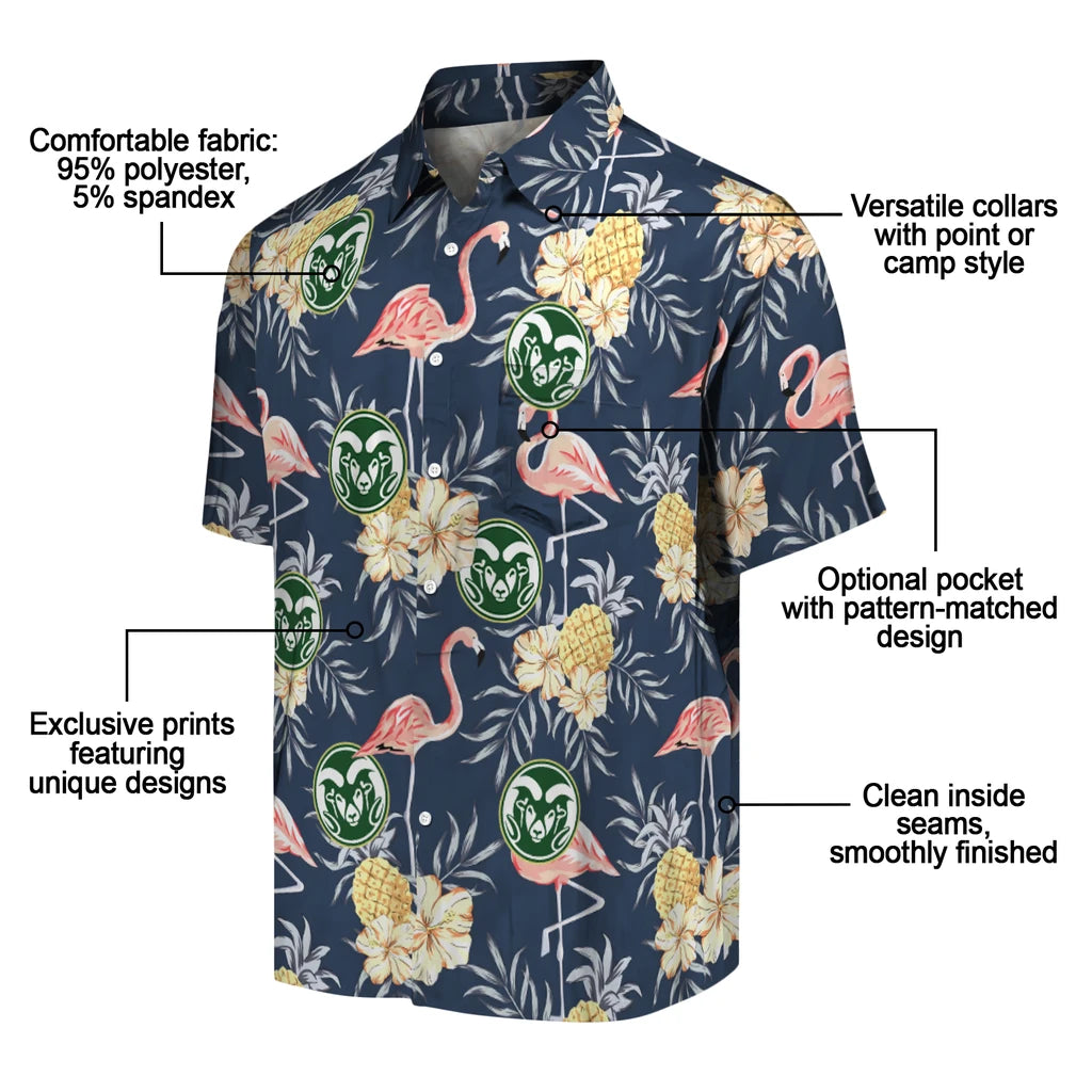 Colorado State Rams Hawaiian Shirt - Flamingo Hibiscus | Moonbestprint