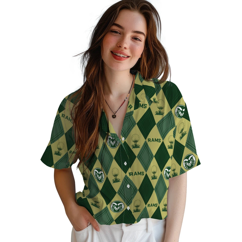 Colorado State Rams Hawaiian Shirt - Golfing Plaid | Moonbestprint