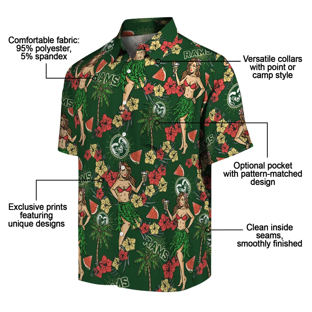 Colorado State Rams Hawaiian Shirt - Hawaiian Girls Design | Moonbestprint