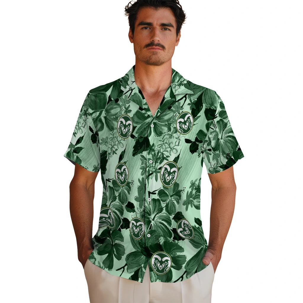 Colorado State Rams Hawaiian Shirt - Hibiscus Arrangement | Moonbestprint