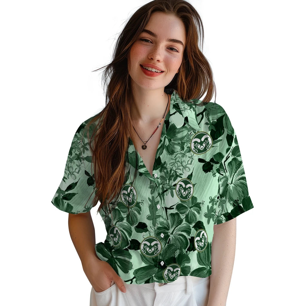 Colorado State Rams Hawaiian Shirt - Hibiscus Arrangement | Moonbestprint