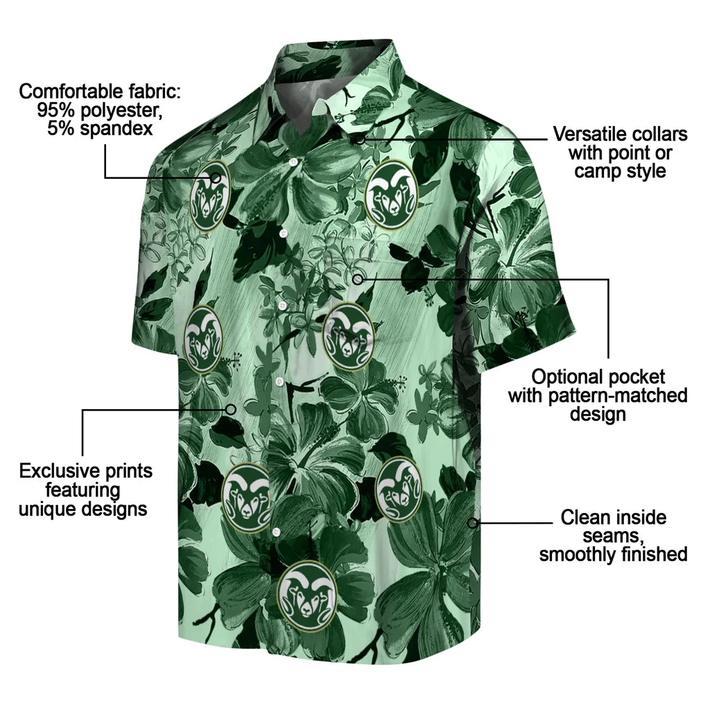 Colorado State Rams Hawaiian Shirt - Hibiscus Arrangement | Moonbestprint