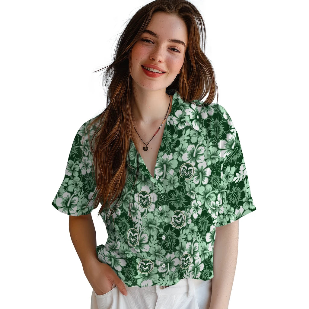 Colorado State Rams Hawaiian Shirt - Hibiscus Blooms | Moonbestprint