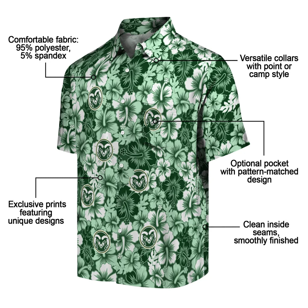 Colorado State Rams Hawaiian Shirt - Hibiscus Blooms | Moonbestprint