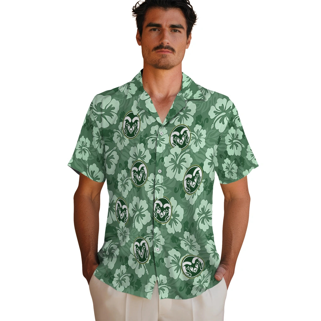 Colorado State Rams Hawaiian Shirt - Hibiscus Cluster | Moonbestprint