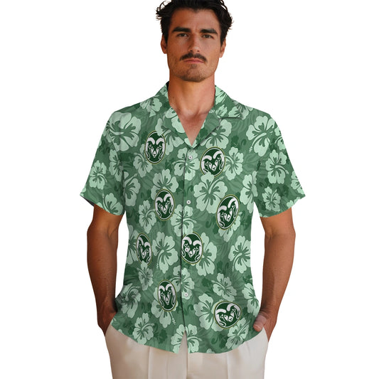 Colorado State Rams Hawaiian Shirt - Hibiscus Cluster | Moonbestprint
