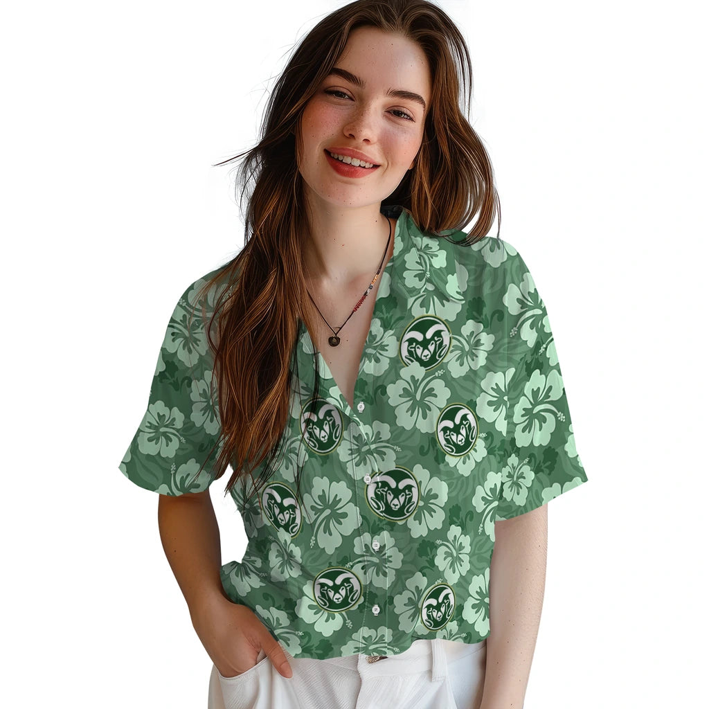 Colorado State Rams Hawaiian Shirt - Hibiscus Cluster | Moonbestprint