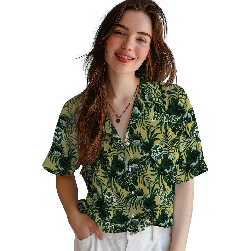 Colorado State Rams Hawaiian Shirt - Hibiscus Exotic | Moonbestprint