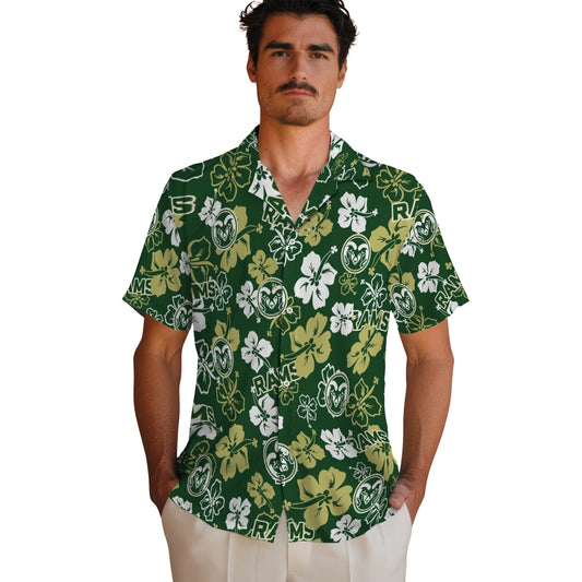 Colorado State Rams Hawaiian Shirt - Hibiscus Flower Design | Moonbestprint