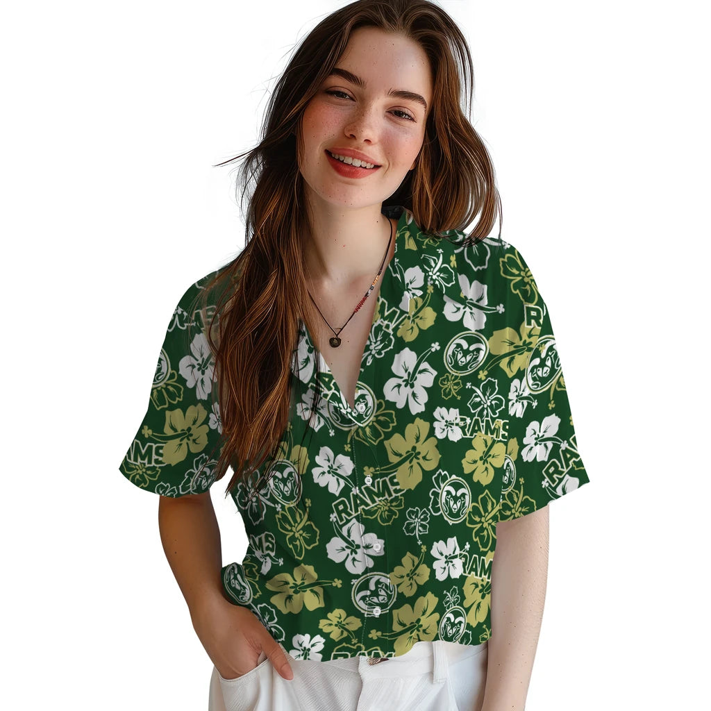 Colorado State Rams Hawaiian Shirt - Hibiscus Flower Design | Moonbestprint