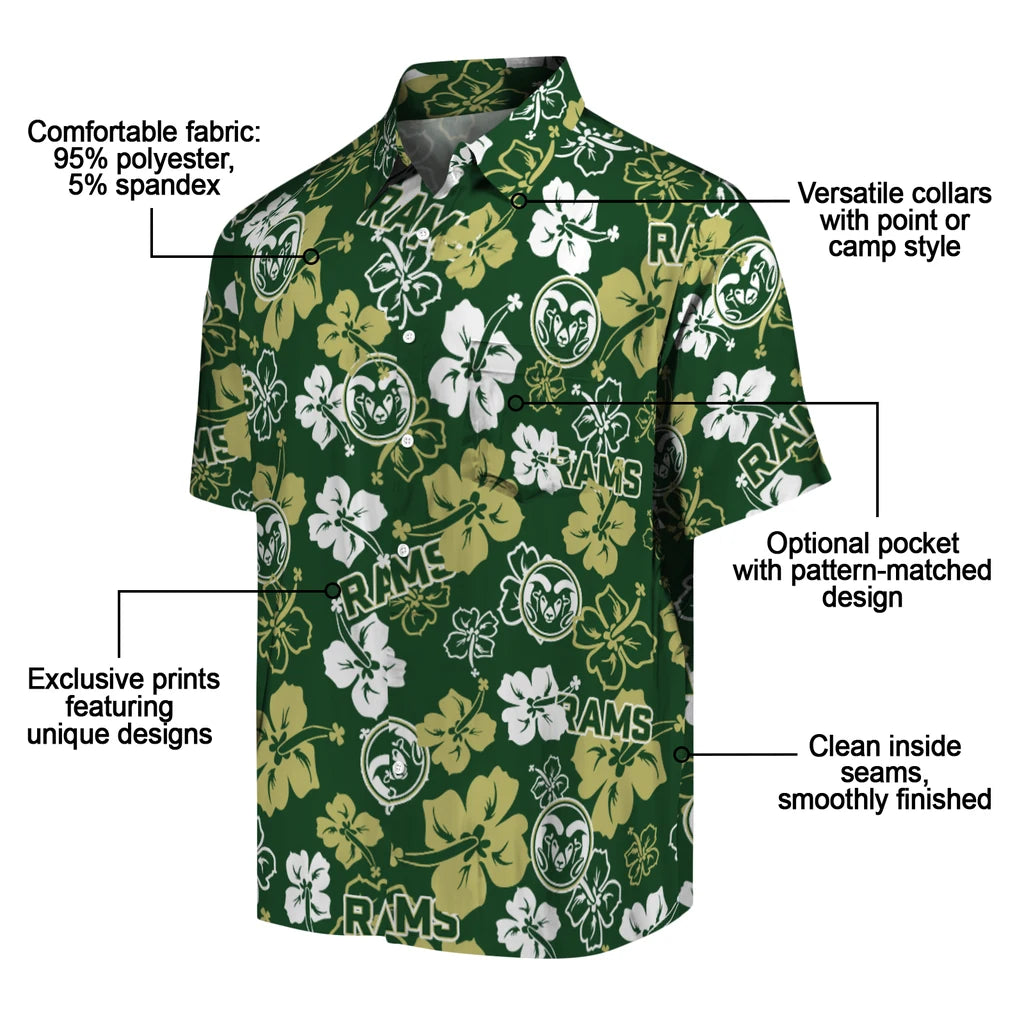 Colorado State Rams Hawaiian Shirt - Hibiscus Flower Design | Moonbestprint