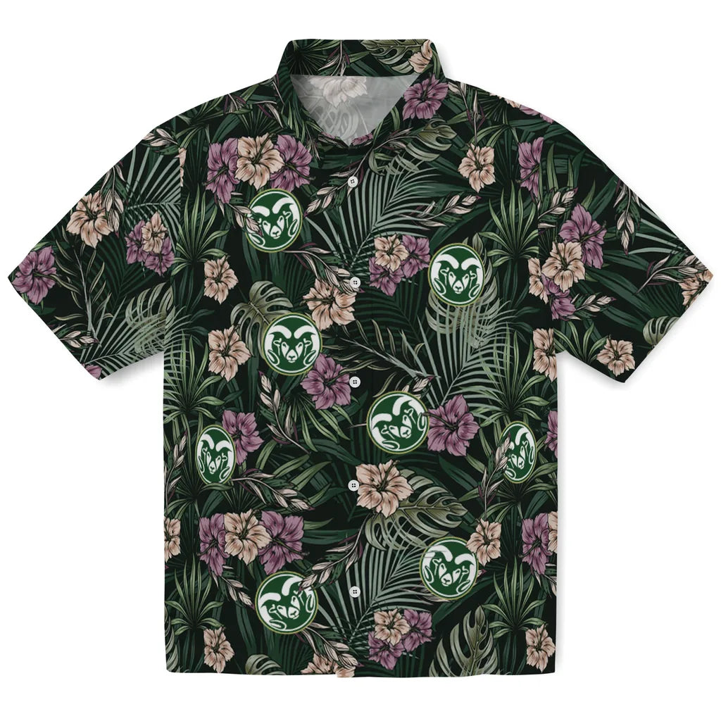 Colorado State Rams Hawaiian Shirt - Hibiscus Leaves Pattern | Moonbestprint