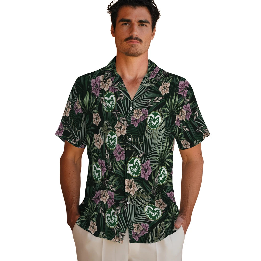 Colorado State Rams Hawaiian Shirt - Hibiscus Leaves Pattern | Moonbestprint