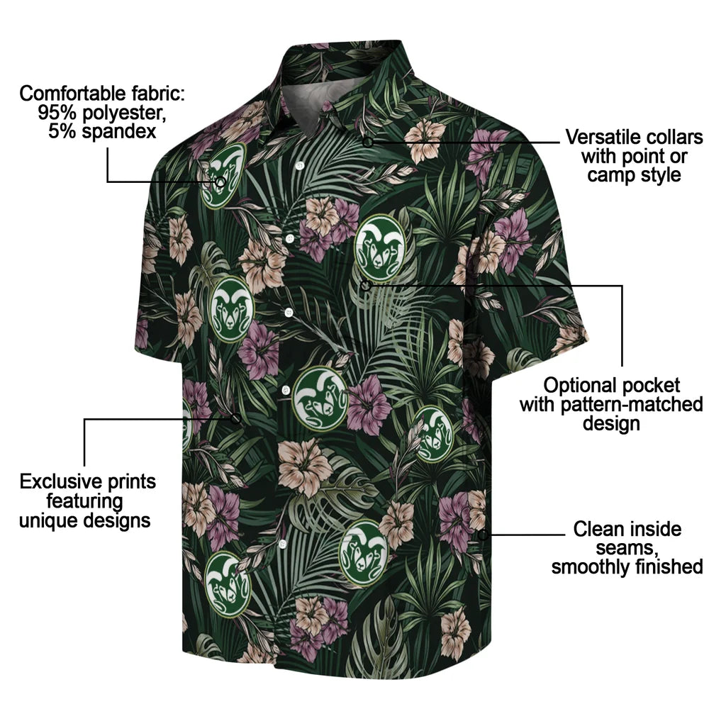 Colorado State Rams Hawaiian Shirt - Hibiscus Leaves Pattern | Moonbestprint