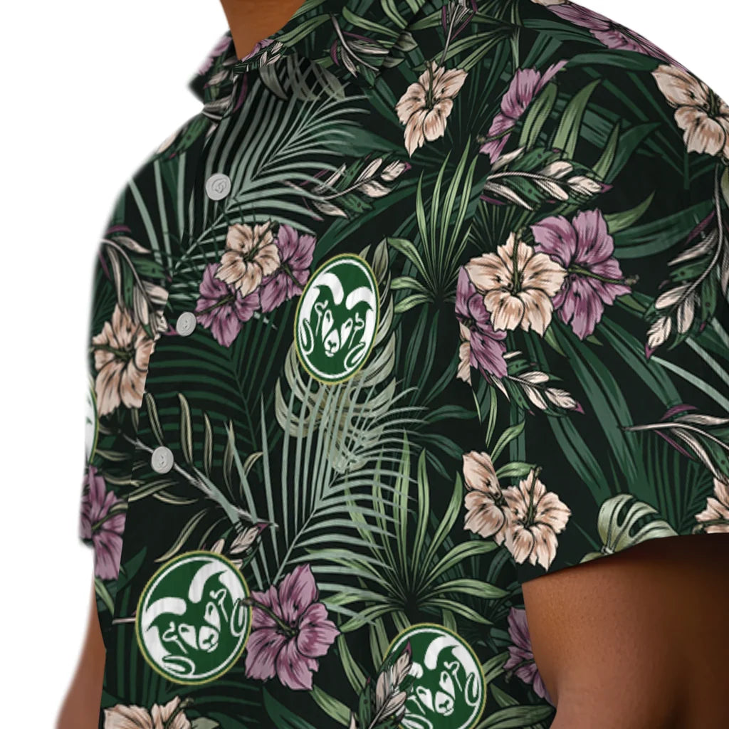 Colorado State Rams Hawaiian Shirt - Hibiscus Leaves Pattern | Moonbestprint
