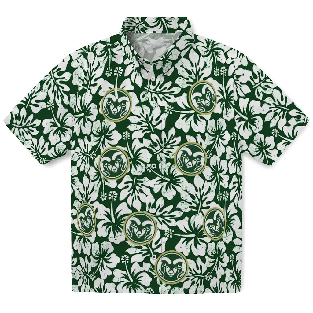 Colorado State Rams Hawaiian Shirt - Hibiscus Motif | Moonbestprint