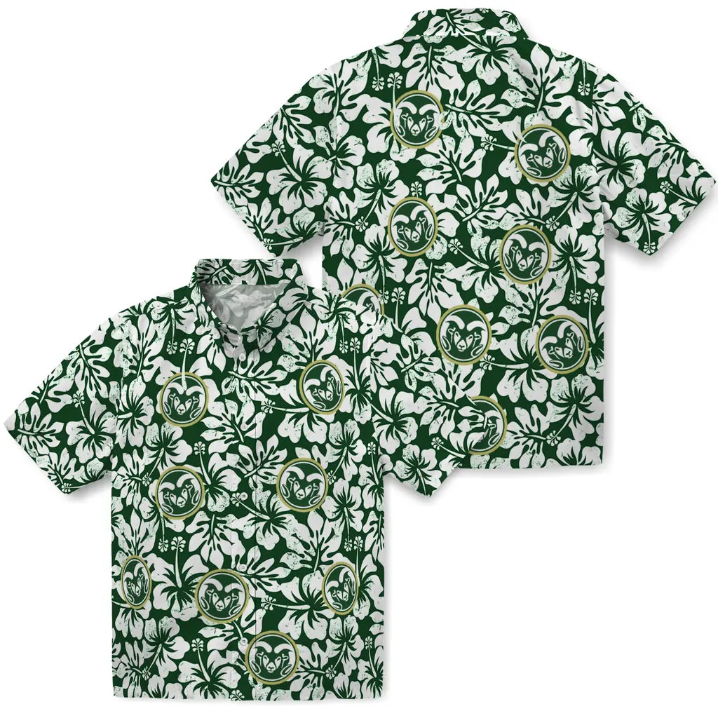 Colorado State Rams Hawaiian Shirt - Hibiscus Motif | Moonbestprint